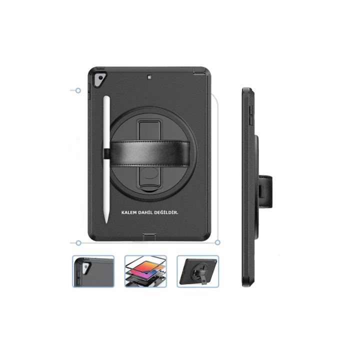 Newface iPad 10.2 (7.nesil) Kılıf Hand Strap Tablet Kılıfı
