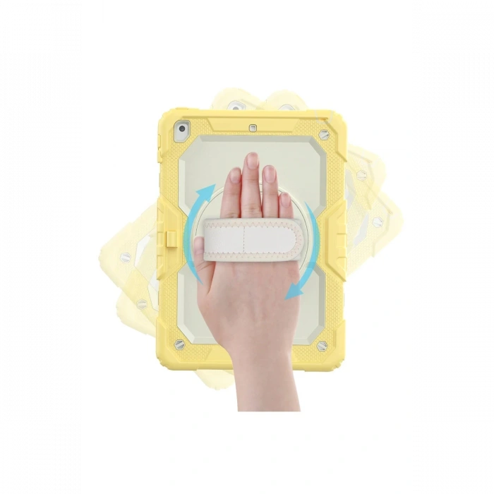 iPad 10.2 (7.nesil) Kılıf Strap New Tablet Kapak - Sarı