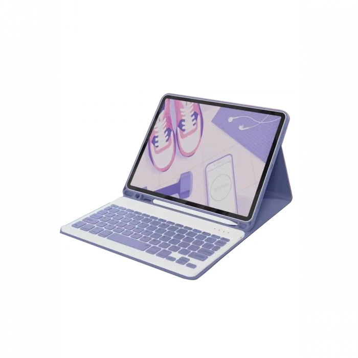 Newface iPad 5 Air 9.7 Kılıf KC01 Smart Klavyeli Tablet Kılıfı - Derin Mor