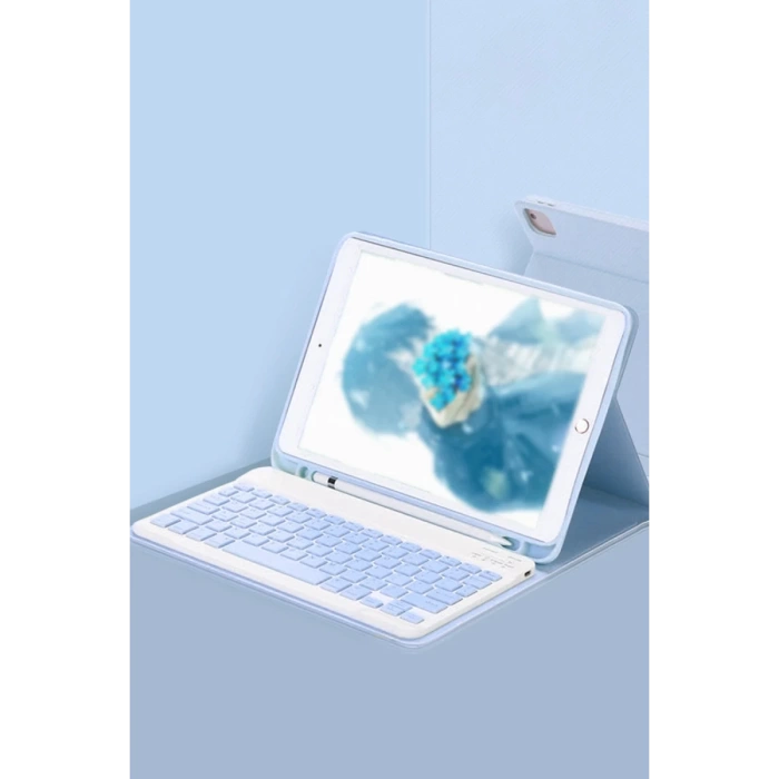 Newface iPad 5 Air 9.7 Kılıf KC01 Smart Klavyeli Tablet Kılıfı - Mavi