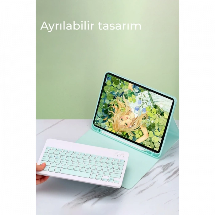 Newface iPad 5 Air 9.7 Kılıf KC01 Smart Klavyeli Tablet Kılıfı - Mavi
