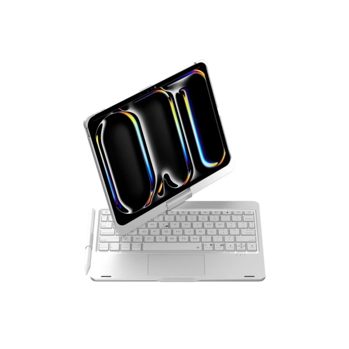Newface iPad Pro 11 (2024) F11 ATS Kılıf Magic Dönen Klavyeli Tablet Kılıf - Gümüş