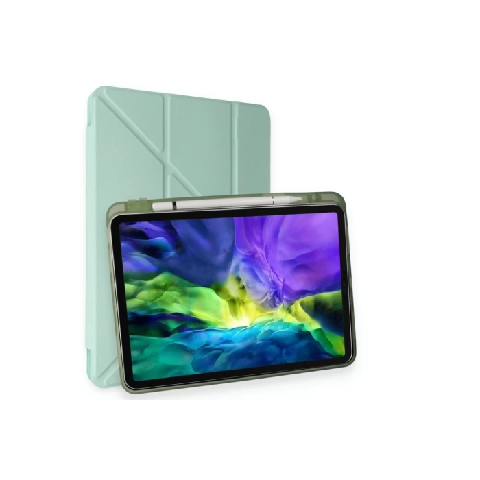 Newface iPad Pro 11 (2024) Kılıf Kalemlikli Mars Tablet Kılıfı - Açık Yeşil