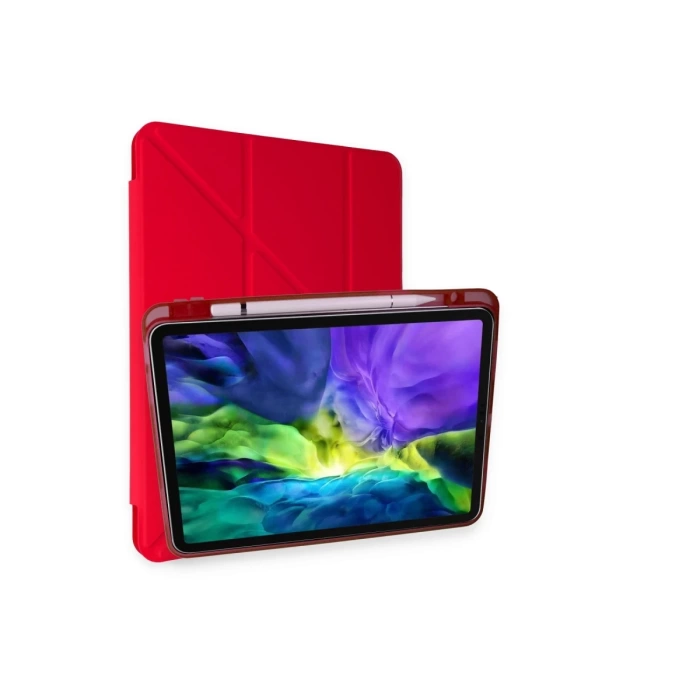 Newface iPad Pro 11 (2024) Kılıf Kalemlikli Mars Tablet Kılıfı - Kırmızı