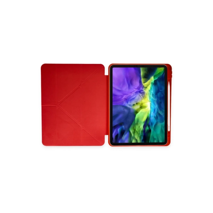 Newface iPad Pro 11 (2024) Kılıf Kalemlikli Mars Tablet Kılıfı - Kırmızı