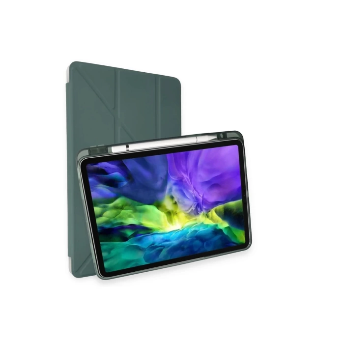 Newface iPad Pro 11 (2024) Kılıf Kalemlikli Mars Tablet Kılıfı - Koyu Yeşil