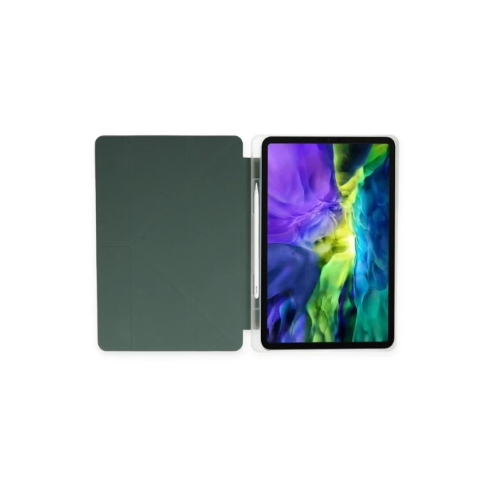 Newface iPad Pro 11 (2024) Kılıf Kalemlikli Mars Tablet Kılıfı - Koyu Yeşil
