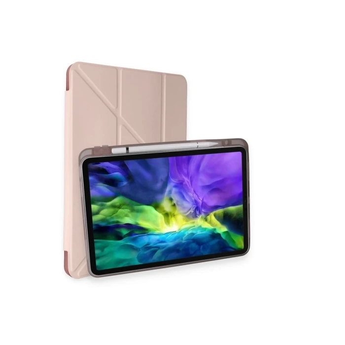 Newface iPad Pro 11 (2024) Kılıf Kalemlikli Mars Tablet Kılıfı - Rose Gold