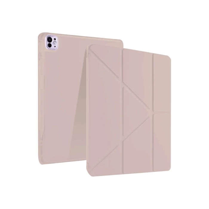Newface iPad Pro 13 (2024) Kılıf Kalemlikli Mars Tablet Kılıfı - Rose Gold