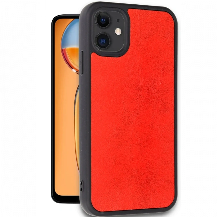 Newface iPhone 11 Kılıf Aras Deri Kapak - Kırmızı