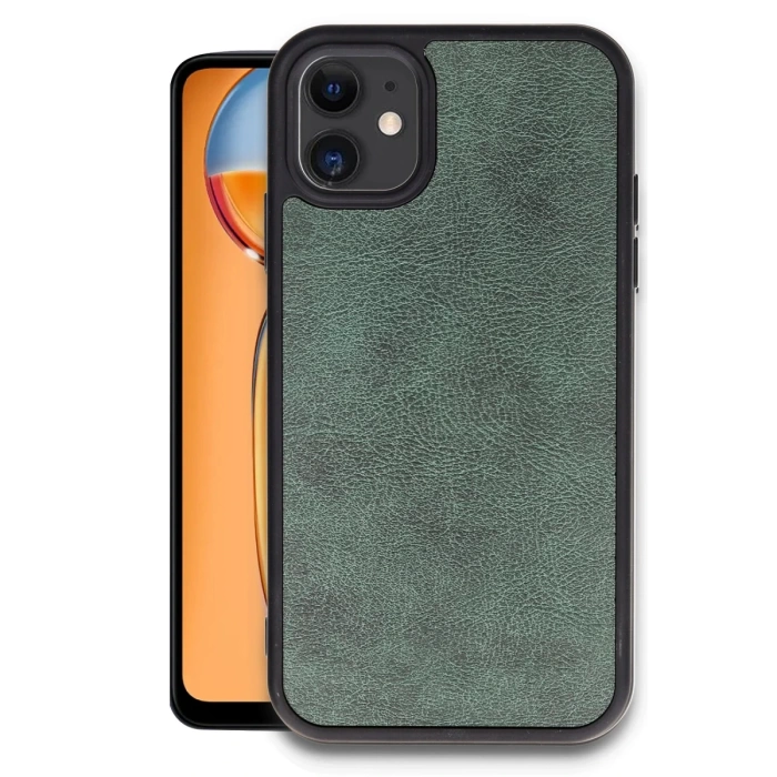 Newface iPhone 11 Kılıf Aras Deri Kapak - Koyu Yeşil