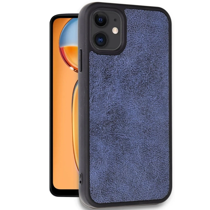 Newface iPhone 11 Kılıf Aras Deri Kapak - Lacivert