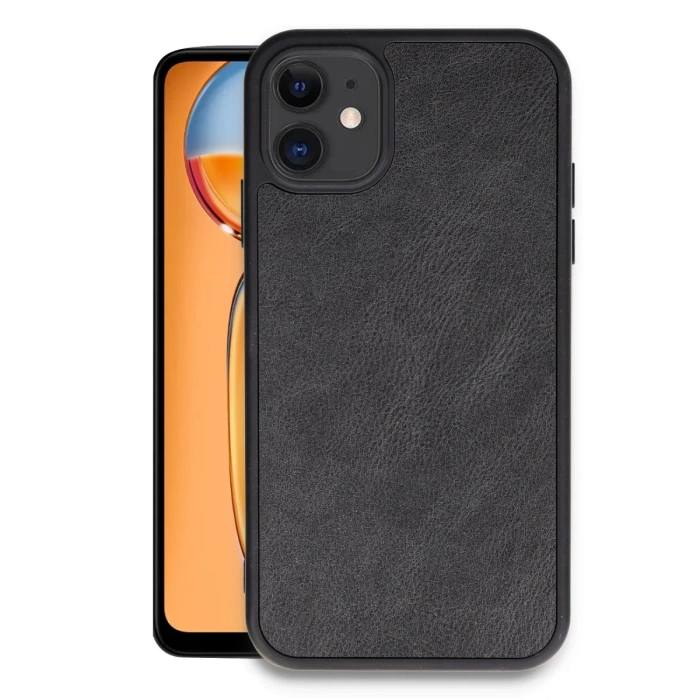 Newface iPhone 11 Kılıf Aras Deri Kapak - Siyah