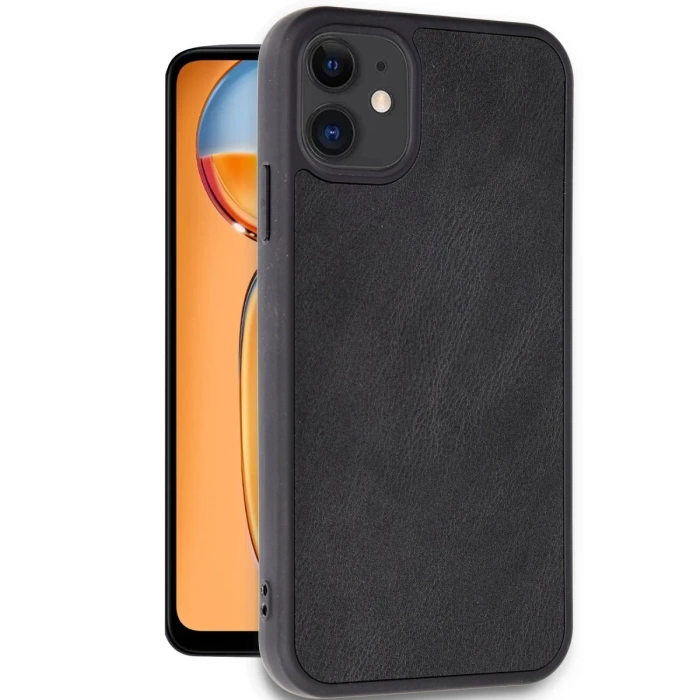 Newface iPhone 11 Kılıf Aras Deri Kapak - Siyah