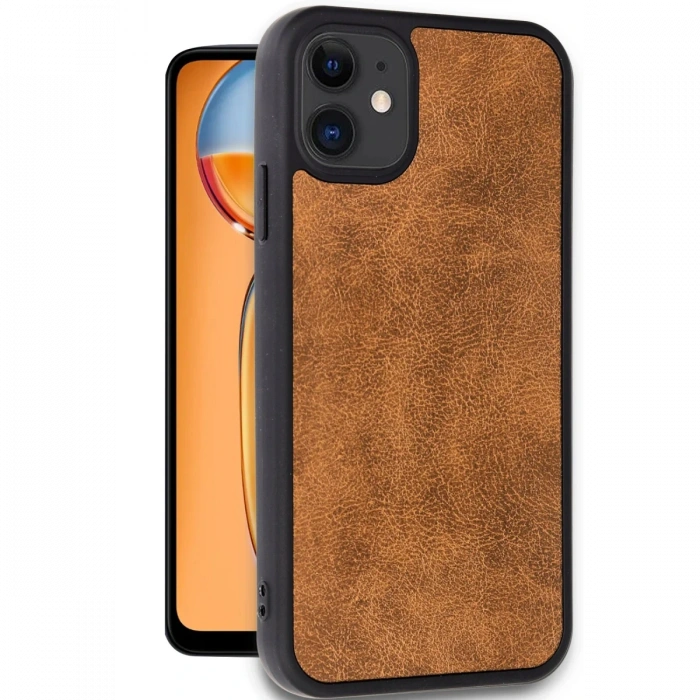 Newface iPhone 11 Kılıf Aras Deri Kapak - Taba