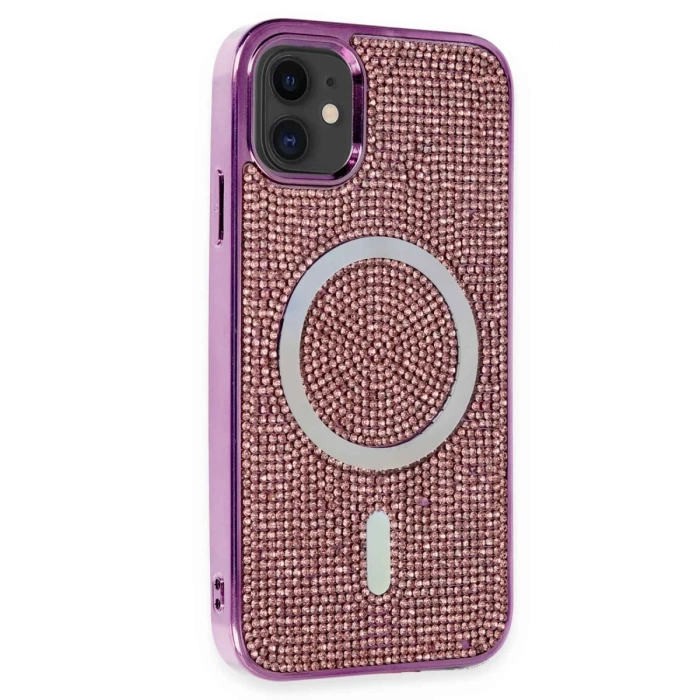Newface iPhone 11 Kılıf Diamond Magsafe Kapak - Derin Mor