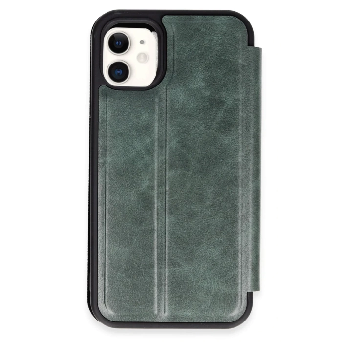 Newface iPhone 11 Kılıf Flip Cover - Koyu Yeşil