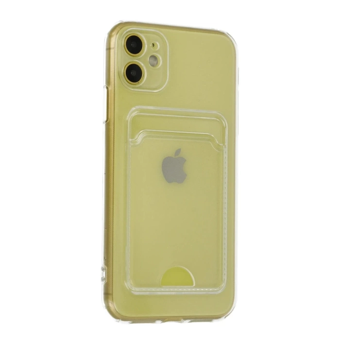 Newface iPhone 11 Kılıf Kart Şeffaf Silikon - Şeffaf