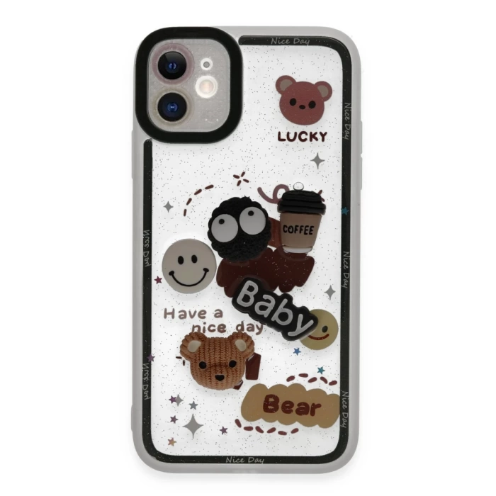 Newface iPhone 11 Kılıf Sweet Desenli Silikon Kapak - Sarı