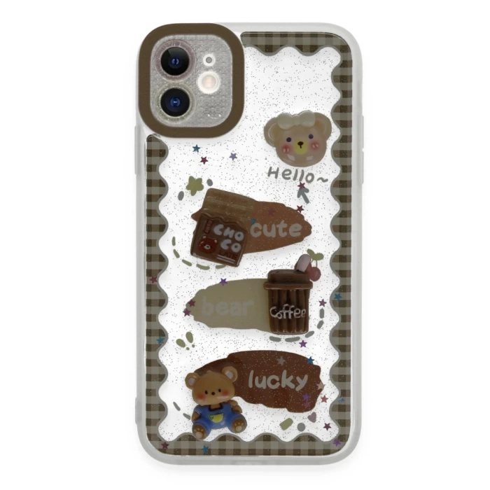 Newface iPhone 11 Kılıf Sweet Desenli Silikon Kapak - Şeffaf