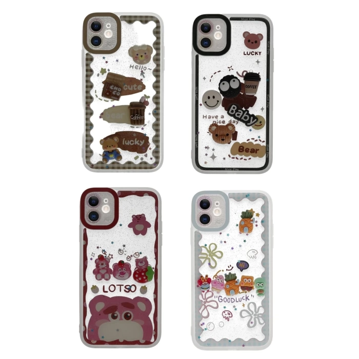 Newface iPhone 11 Kılıf Sweet Desenli Silikon Kapak - Şeffaf
