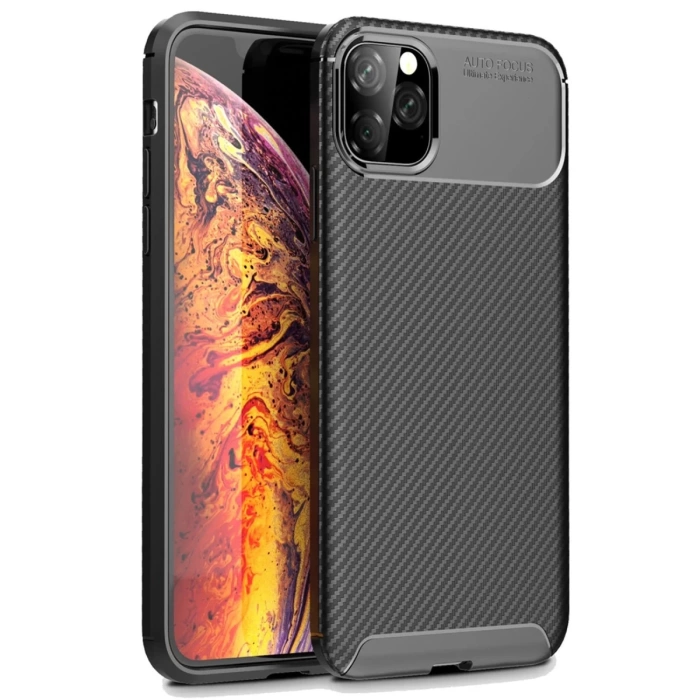 Newface iPhone 11 Pro Max Kılıf Auto Focus Karbon Kapak