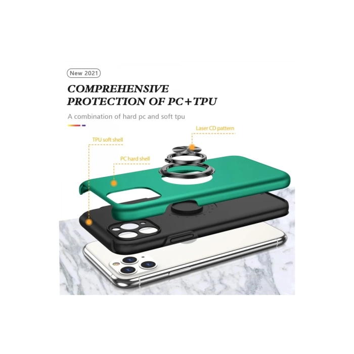 Newface iPhone 11 Pro Max Kılıf Elit Yüzüklü Kapak