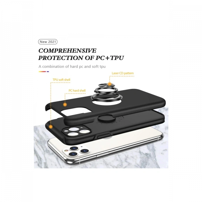 Newface iPhone 11 Pro Max Kılıf Elit Yüzüklü Kapak