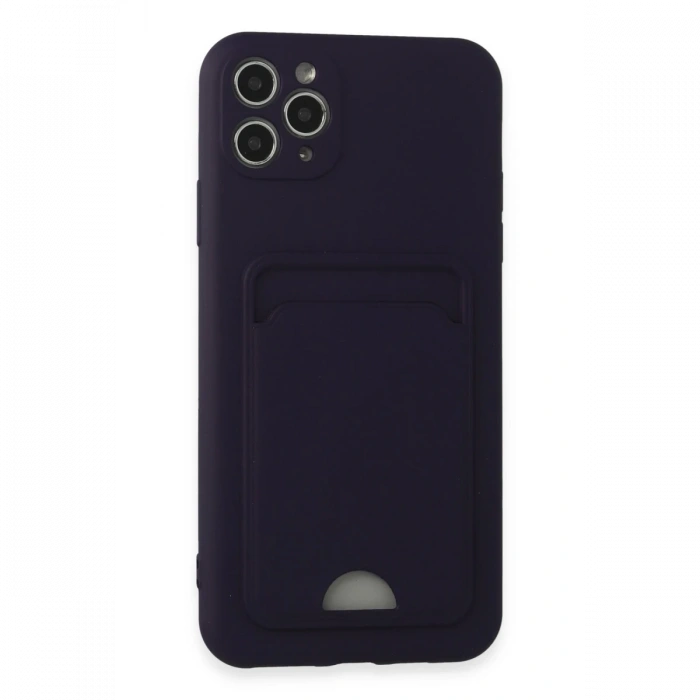Newface iPhone 11 Pro Max Kılıf Kelvin Kartvizitli Silikon - Derin Mor