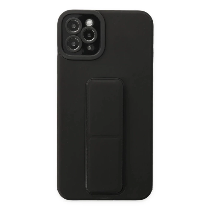 Newface iPhone 11 Pro Max Kılıf Mega Standlı Silikon - Siyah