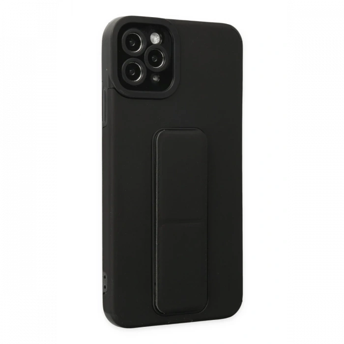 Newface iPhone 11 Pro Max Kılıf Mega Standlı Silikon - Siyah