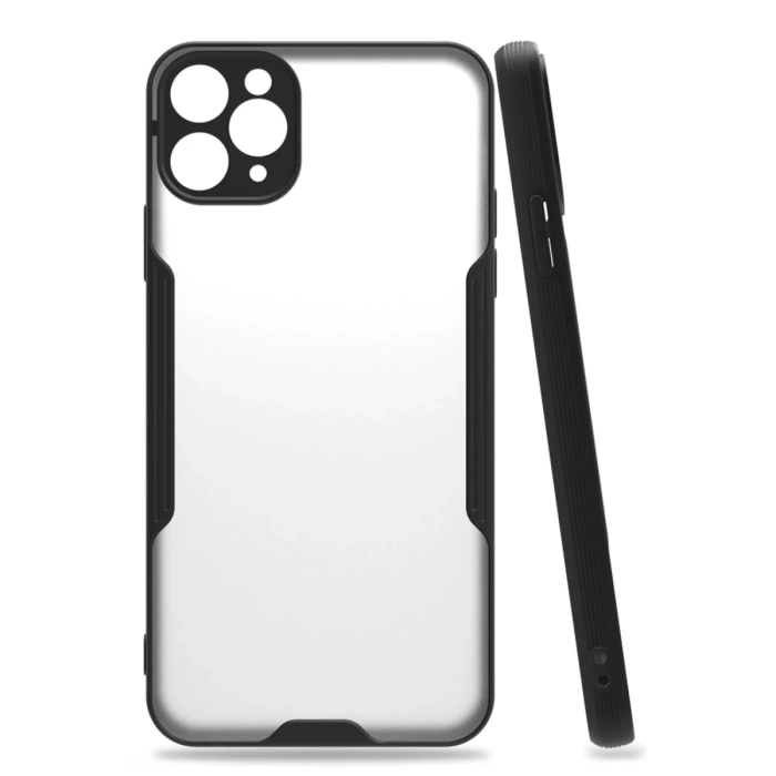 Newface iPhone 11 Pro Max Kılıf Platin Silikon - Siyah