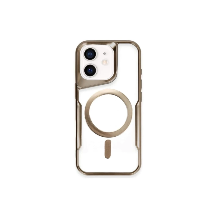 Newface iPhone 12 Kılıf Boyi Magsafe Silikon Kapak - Kahverengi