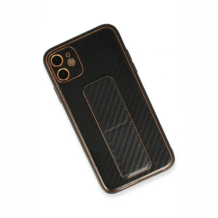 Newface iPhone 12 Kılıf Coco Karbon Standlı Kapak