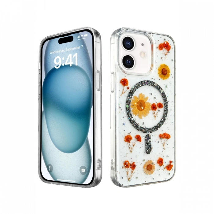 Newface iPhone 12 Kılıf Daisy Simli Magsafe Kapak