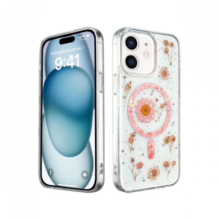 Newface iPhone 12 Kılıf Daisy Simli Magsafe Kapak