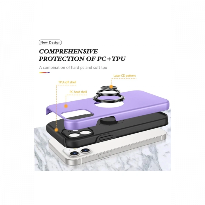 Newface iPhone 12 Kılıf Elit Yüzüklü Kapak