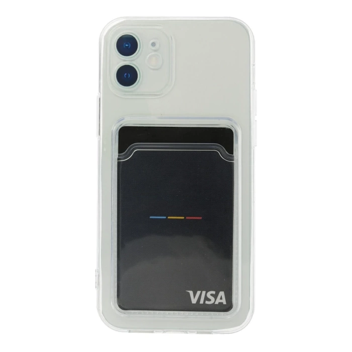 Newface iPhone 12 Kılıf Kart Şeffaf Silikon - Şeffaf