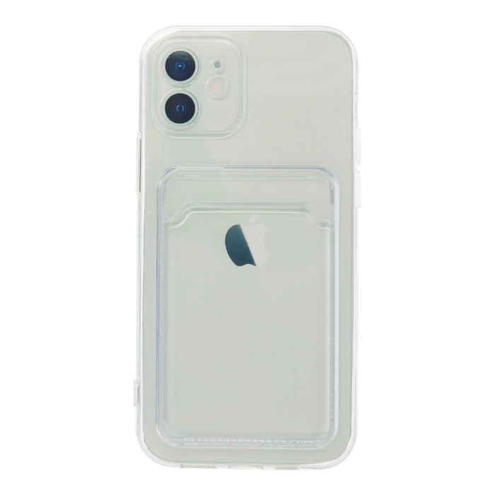 Newface iPhone 12 Kılıf Kart Şeffaf Silikon - Şeffaf
