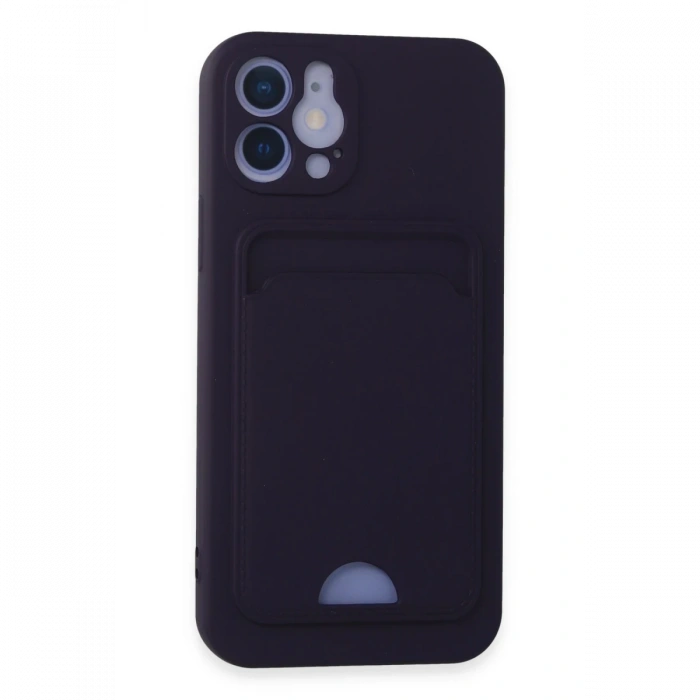 Newface iPhone 12 Kılıf Kelvin Kartvizitli Silikon - Derin Mor