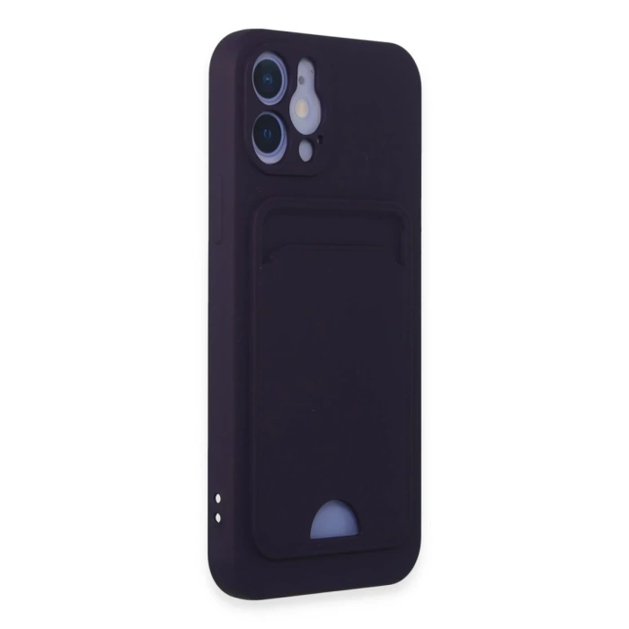 Newface iPhone 12 Kılıf Kelvin Kartvizitli Silikon - Derin Mor