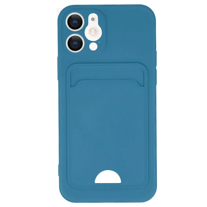 Newface iPhone 12 Kılıf Kelvin Kartvizitli Silikon - Mavi