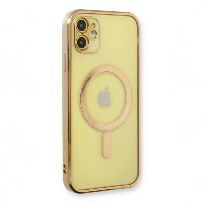 Newface iPhone 12 Kılıf Magneticsafe Lazer Silikon - Gold