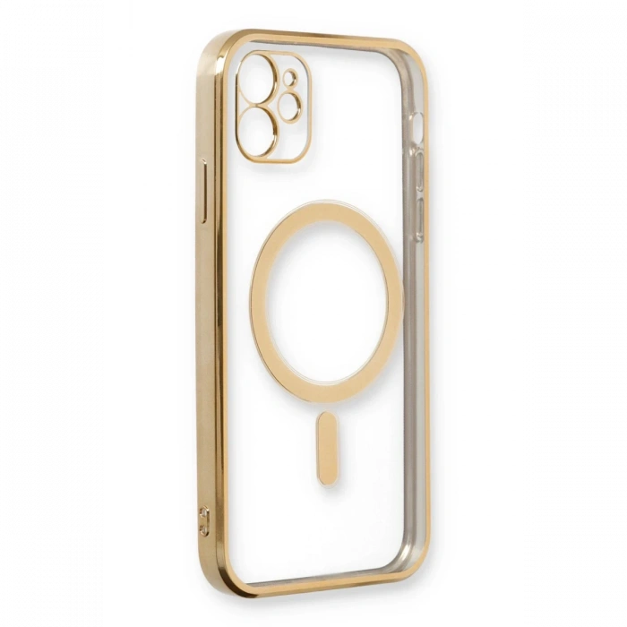 Newface iPhone 12 Kılıf Magneticsafe Lazer Silikon - Gold