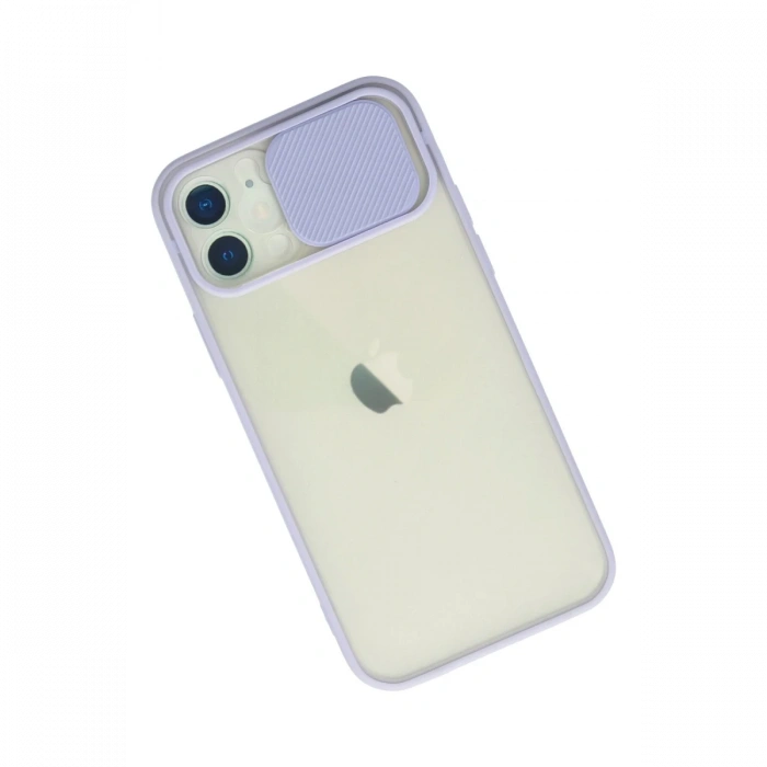 Newface iPhone 12 Kılıf Palm Buzlu Kamera Sürgülü Silikon