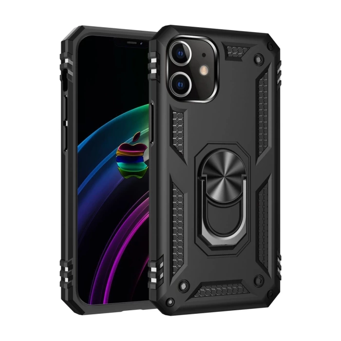 Newface iPhone 12 Kılıf Sofya Yüzüklü Silikon Kapak