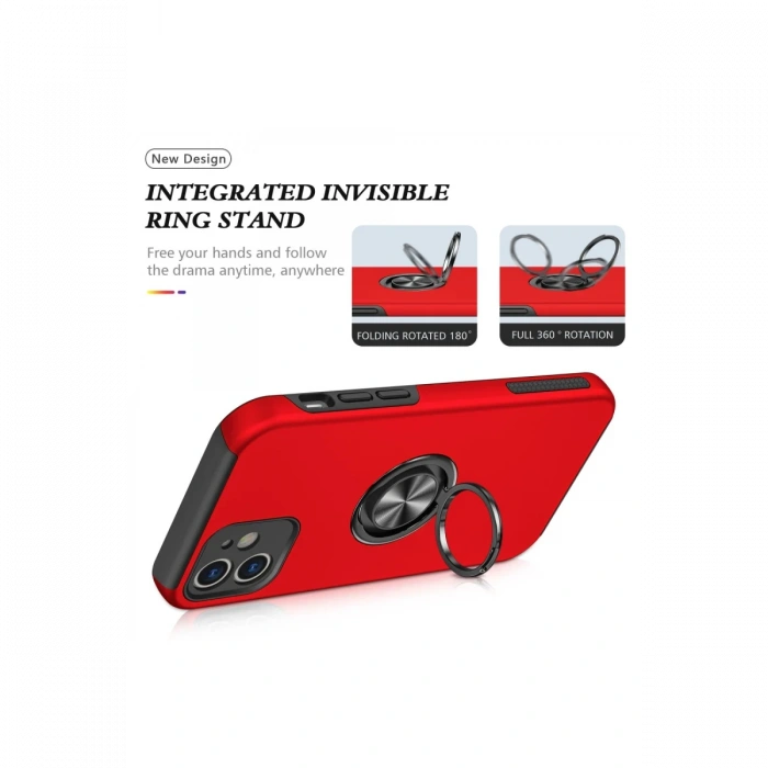 Newface iPhone 12 Mini Kılıf Elit Yüzüklü Kapak