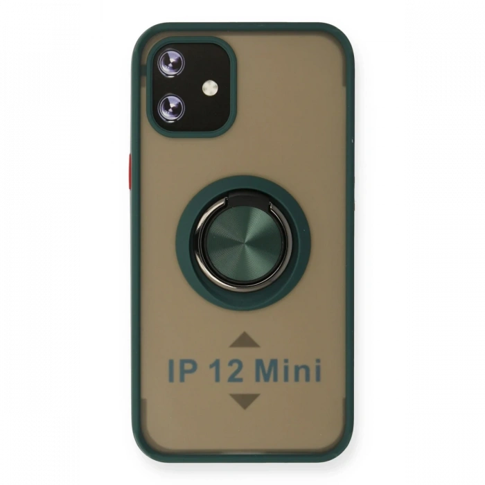 Newface iPhone 12 Mini Kılıf Montreal Yüzüklü Silikon Kapak