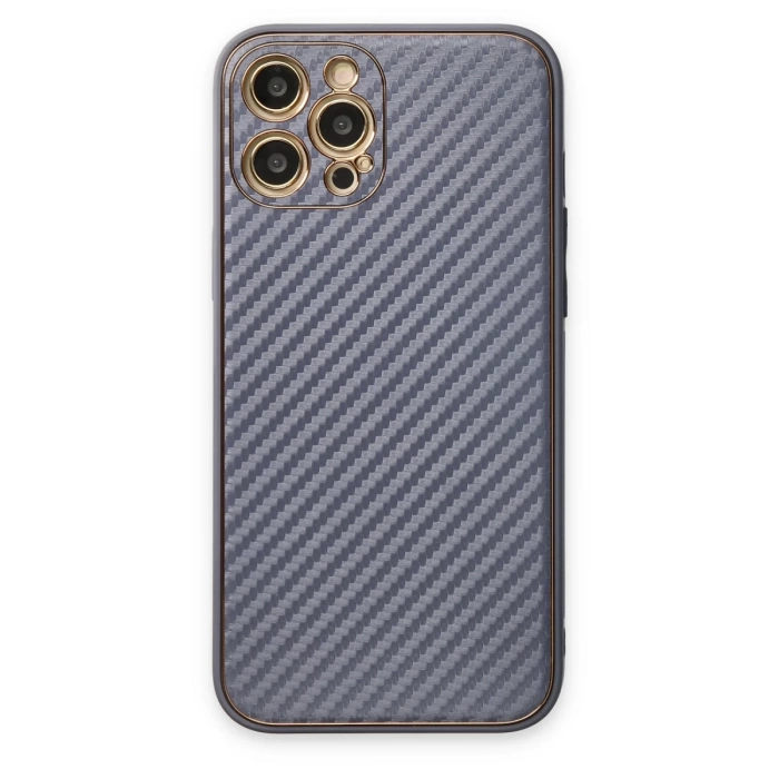 Newface iPhone 12 Pro Kılıf Coco Karbon Silikon - Gri