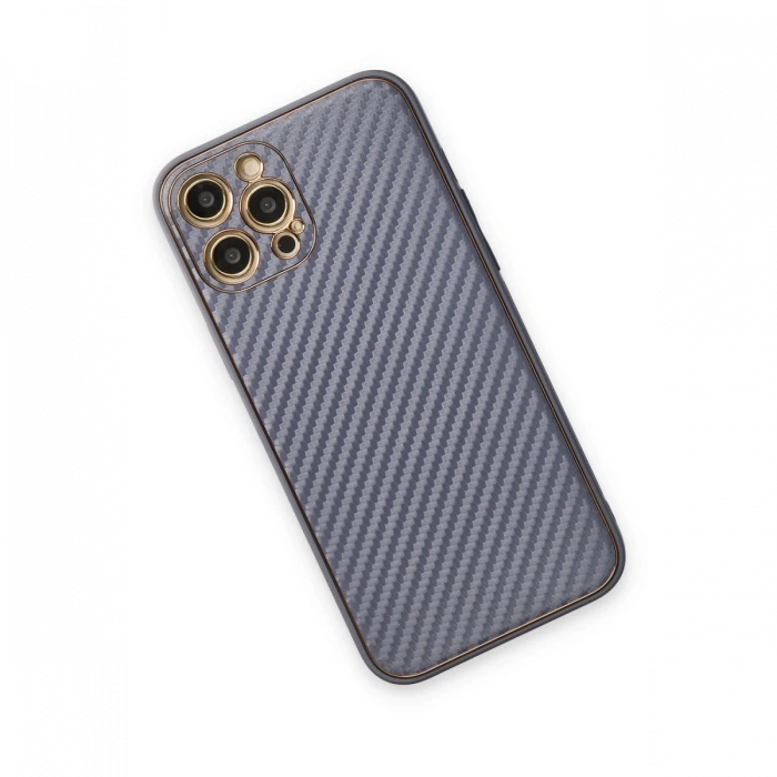 Newface iPhone 12 Pro Kılıf Coco Karbon Silikon - Gri